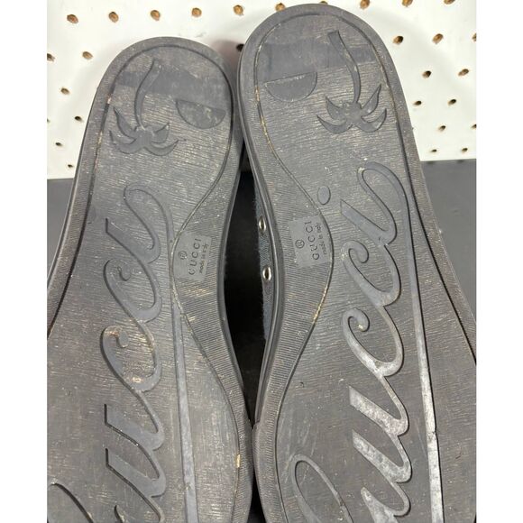 GUCCI MENS GG Canvas Leather High Top Sneakers US 9.5 made in ITALY - Picture 11 of 16